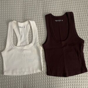 Abercrombie & Fitch Cream and Brown Tank Tops